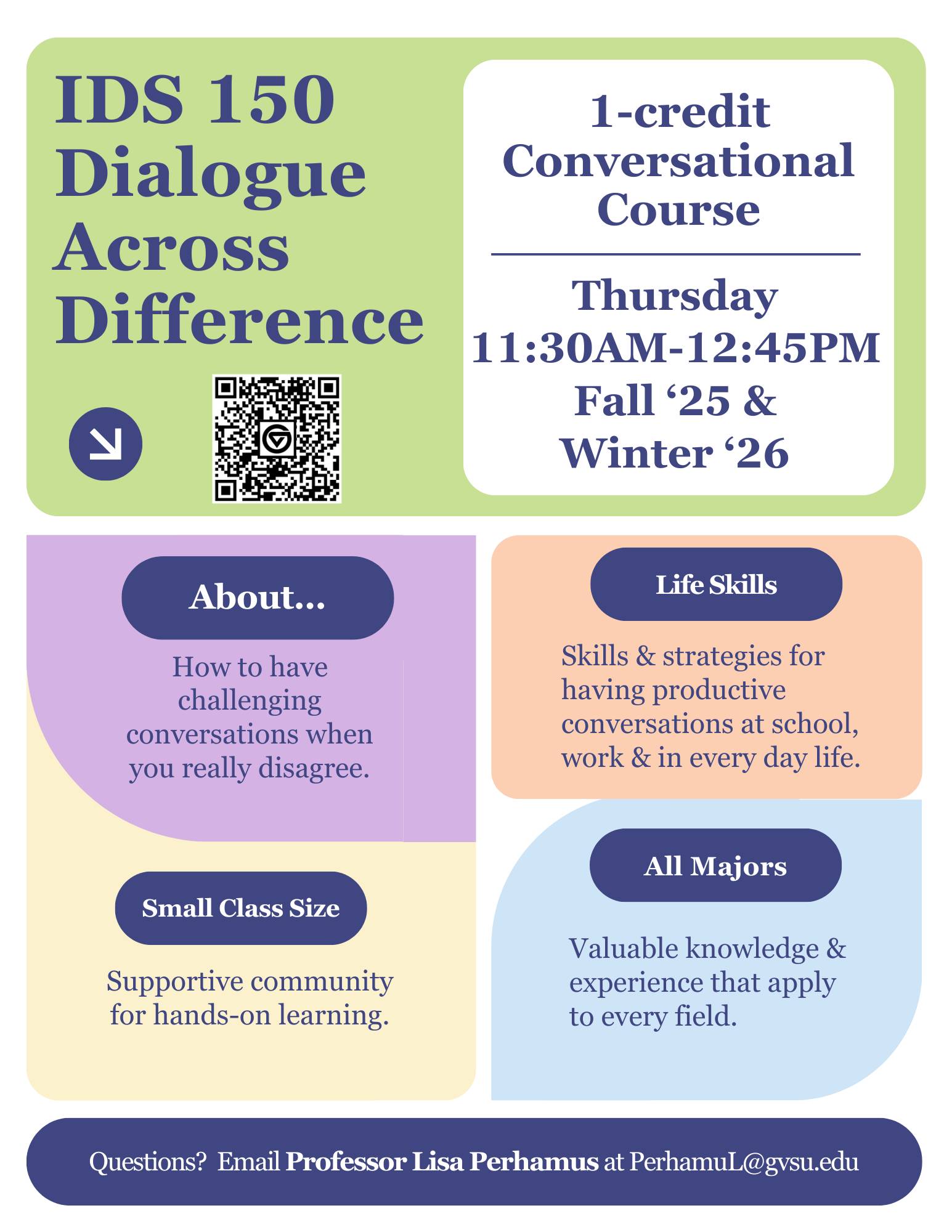 Provides time and date of course